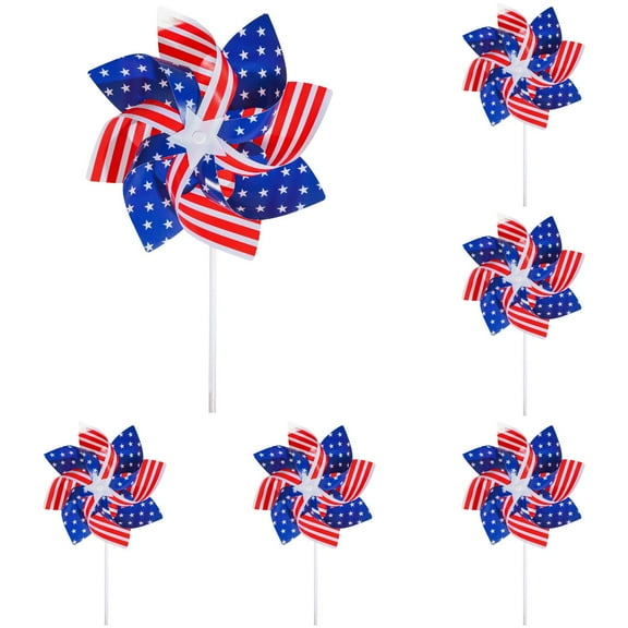 4th of July Decor, 5PC Patriotic Pinwheels Red White Blue Pinwheels Flag Windmills Independence Day Pinwheels 4th Of July Decorations Memorial Day For Outdoor Garden Party, Patriotic Decorations