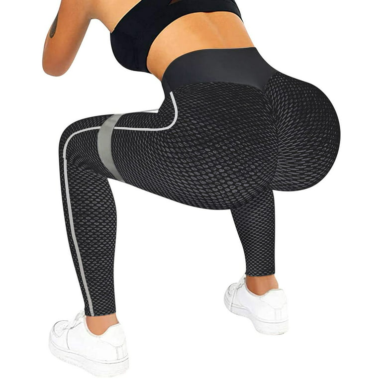 Charella Women Scrunch Butt Lifting Workout Leggings Textured High Waist  Compression Yoga Pants Tights Dark Gray,M 