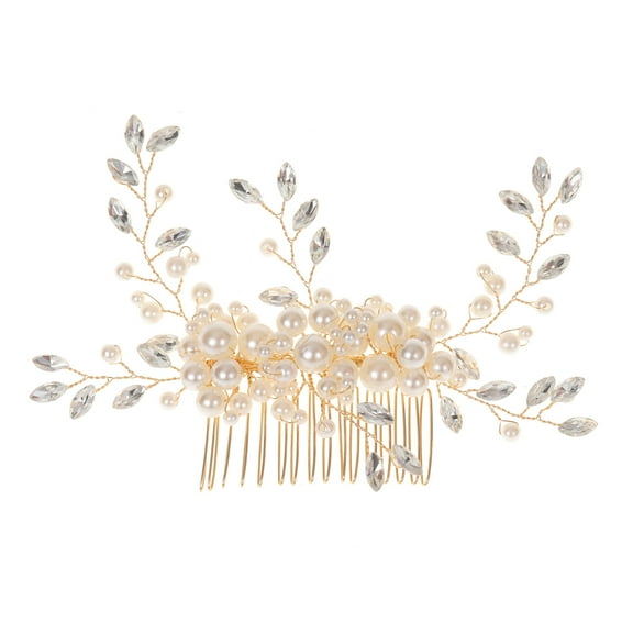 ERDOUY Bridal Flower Wedding Hair Pins Crystal Pearl Hair Combs Clips Headpiece Gold Wedding Hair Accessories Jewelry with Rhinestone for Brides Bridesmaids Women Girls (Gold)