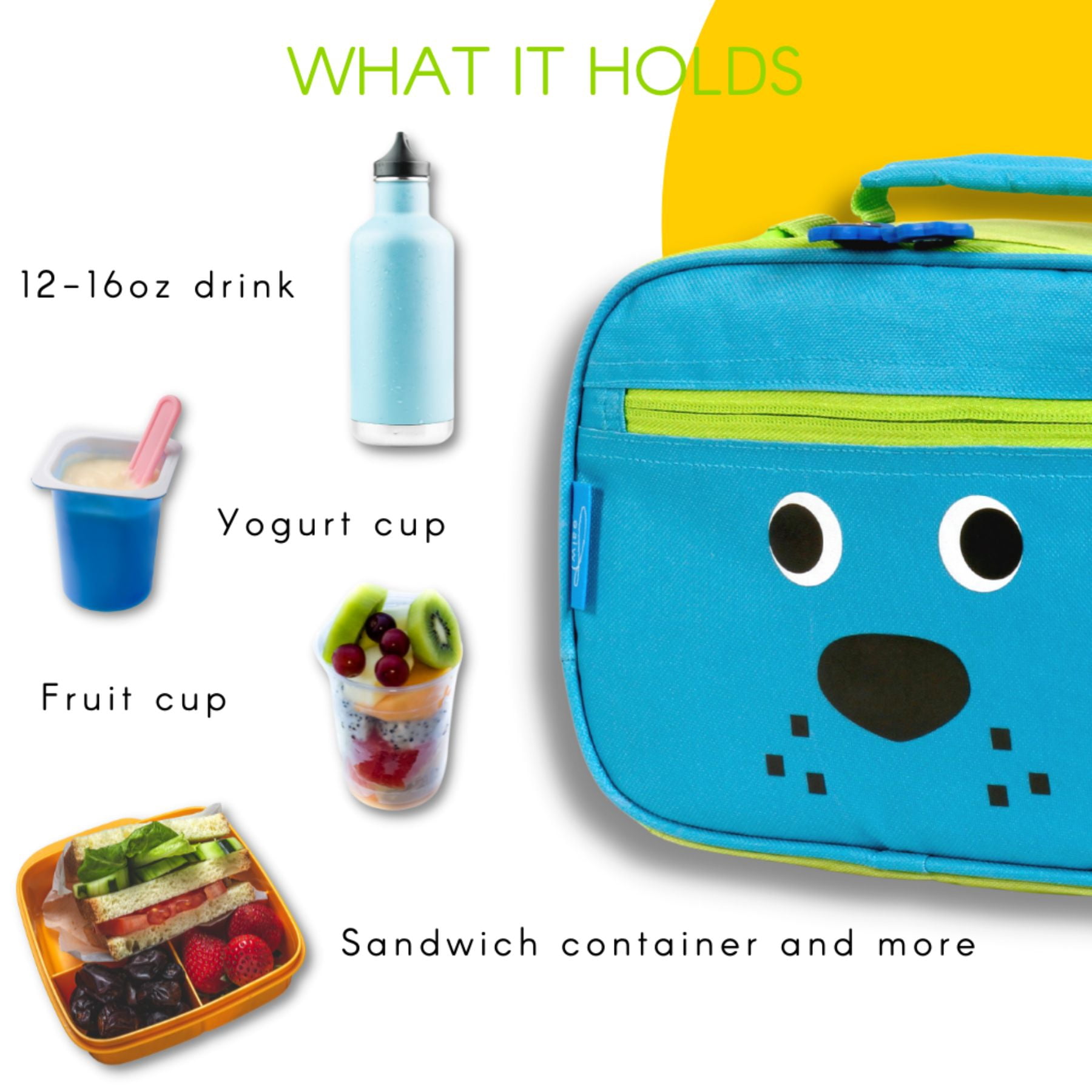 Twise Side-kick Insulated Lunch Bag for Preschool and Kindergarten, Pup