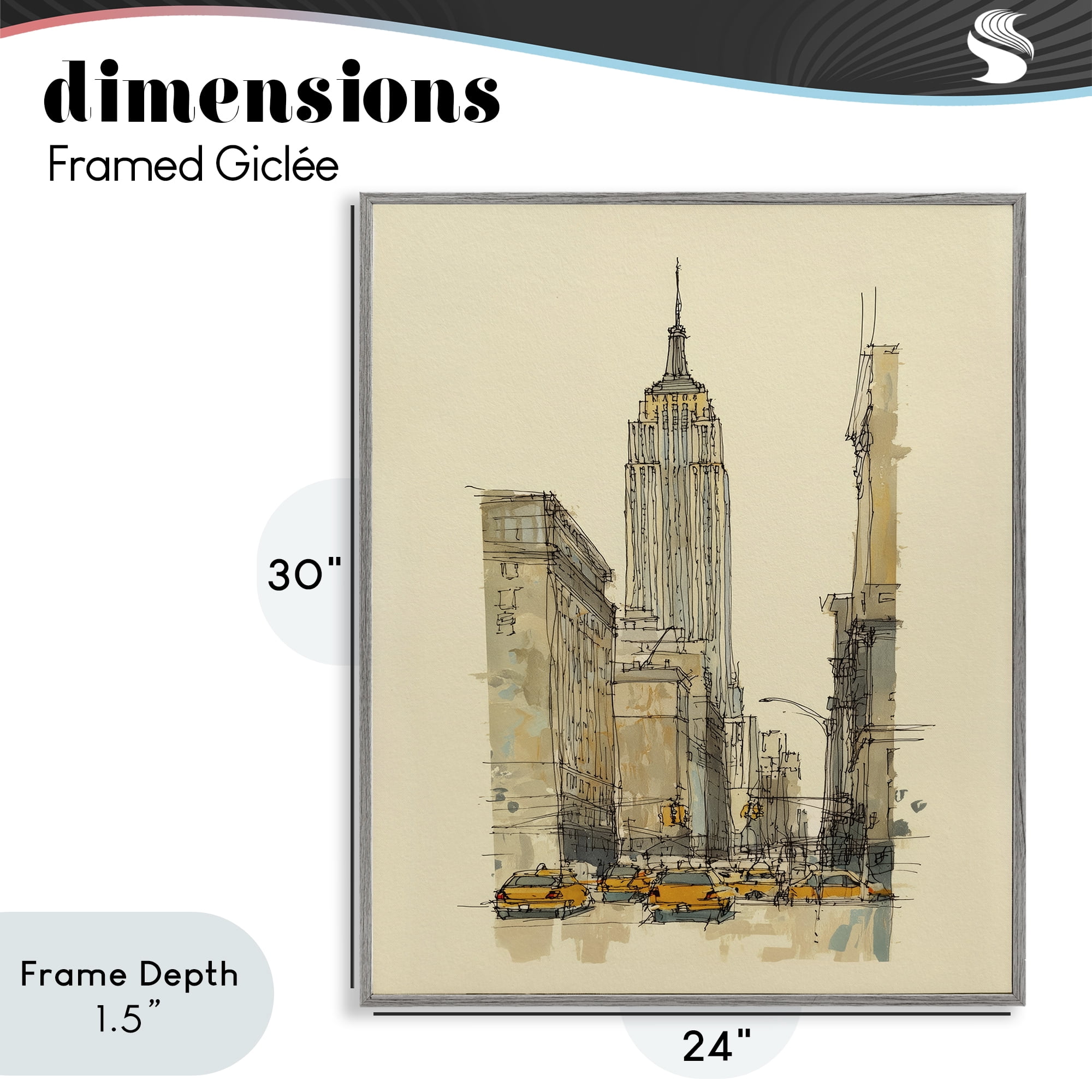 Stupell Industries NY City Lines Contour Gray Framed Giclee Art, design by Svetlana Aleynikova