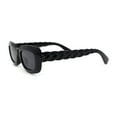thumbnail image 3 of Womens Mod Rectangle Subtle Weave Pattern Arm Sunglasses All Black, 3 of 4