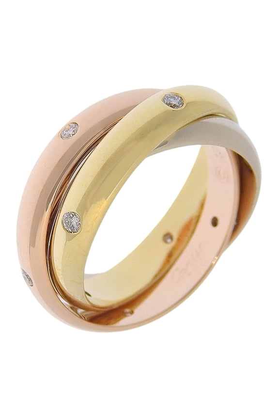 Pre-Owned Cartier Trinity Ring, Size 10, Constellation Series, 18K Yellow Gold with Diamonds,...