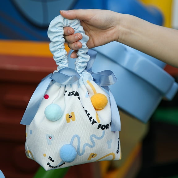 10pcs Ribbon Drawstring Bag Cloth Gift Candy Bags for Baby Shower Jewelry Packaging Pouches Necklace Storage Cute Candy Boxes (blue,14.5x9.5x25.5cm)