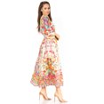 thumbnail image 3 of Sakkas Katty Women's V Neck Midi Casual Boho Maxi Long Sleeve Dress Floral Print - 558-Multi - L/XL, 3 of 5