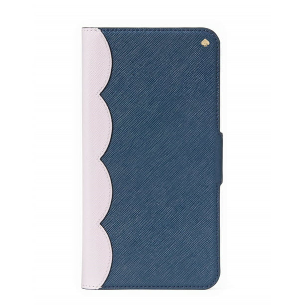 Kate Spade New York Scallop Colorblock Saffiano Leather Wrap Folio iPhone  XR Case, Petro Blue/Lavenda Mist 