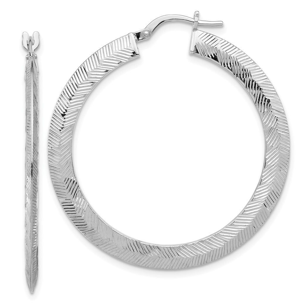 Round hoop earrings 8 cm with clasp, sterling silver 925, KL-470 4x70 mm -  SILVEXCRAFT
