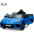 thumbnail image 3 of OUYAWEI 12V Ride On Sports Corvette Electric Car Remote Control LED Lights Music Dark Blue Boys Girls, 3 of 7