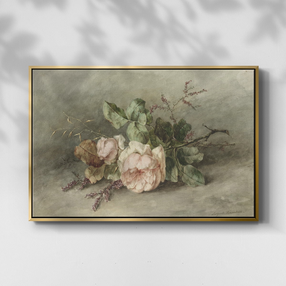 Vintage Botanical Print-XXXVII By Wexford Home Framed in Gold Wood Gallery Wrapped Canvas 27 in. x 41 in.