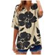 thumbnail image 2 of Xuyuer Linen-Look Printed V-Neck 3/4 Sleeve Shirt - Women's Roll-Tab Sleeve Blouse for Coastal Weekend Getaways, Art Gallery Openings, and Effortlessly Tailored Bohemian Chic Top, 2 of 5