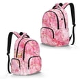 thumbnail image 2 of SEANATIVE Kids School Bag Backpack 17 Inch Large Capacity Bookbag Multi Pockets Lightweight Casual Daypack with Laptop Compartment for Teen Students, Flower Marble Pink Gold, 2 of 7