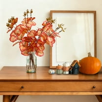 Anhility 13.4in Artificial Plants Eucalyptus Stems, Orange Faux Eucalyptus Stems, Long Eucalyptus Leaves Greenery Stems Plants for Fall Floral Arrangement Wedding Centerpiece Home