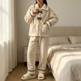 thumbnail image 4 of SwiftWear Women's Fuzzy Sherpa Pajama Set Long Sleeve Cardigan Top & Pants Winter Warm Fluffy 2 Piece Lounge Set, 4 of 7