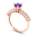 thumbnail image 2 of Clara Pucci 14K Rose Gold 1.05ct Amethyst Solitaire with Accents Ring, 2 of 8