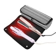 thumbnail image 3 of Hair Tools Storage with Heat Resistant Mat- Black and White Horizontal Stripes Printed Curling Iron Travel Bag/Flat Iron Case for Women, 3 of 8