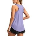 thumbnail image 3 of Fgvctg Lightweight Workout Tank Tops for Women - Athletic Running Ruffle Sleeveless Shirts Racerback High Neck T-Shirt Light Purple S, 3 of 6