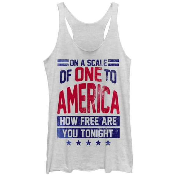 Women's CHIN UP 4th of July America Free Tonight Racerback Tank Top White Heather Medium