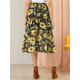 thumbnail image 5 of Falda Allegra K Estampado De Girasol De Gasa Para Mujer Negro XS, 5 of 6