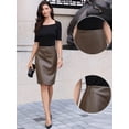 thumbnail image 2 of DARING DIVA Women's Faux Leather PU Elastic Bodycon Pencil Midi Skirt X-Small Brown, 2 of 6