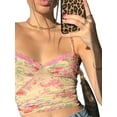 thumbnail image 3 of Women’s Fashion Flower Print Camisole Sexy Lace Stitching V-neck Slimming Exposed Navel Top, 3 of 8