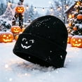 thumbnail image 3 of SYMOID Womens Hall-oween Pumpkin Beanie Embroidered Black Knit Cuffed Winter Hats,Size Free Size, 3 of 5