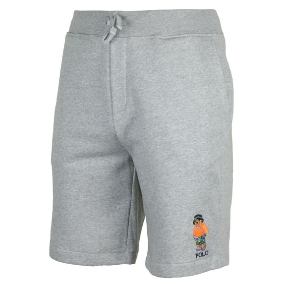 Polo RL Men's Bucket Hat Bear Casual Fleece Shorts (Grey Heather, Large)