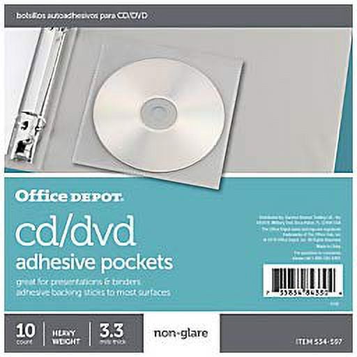 Office Depot Sheet Protector CD/DVD Pockets 6in. x 10 1/2in. Clear Pack of 10 534597
