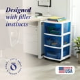 thumbnail image 2 of HOMZ 3-Drawer Cart Organizer with Removeable Wheels, Medium, White & Blue, 2 of 8