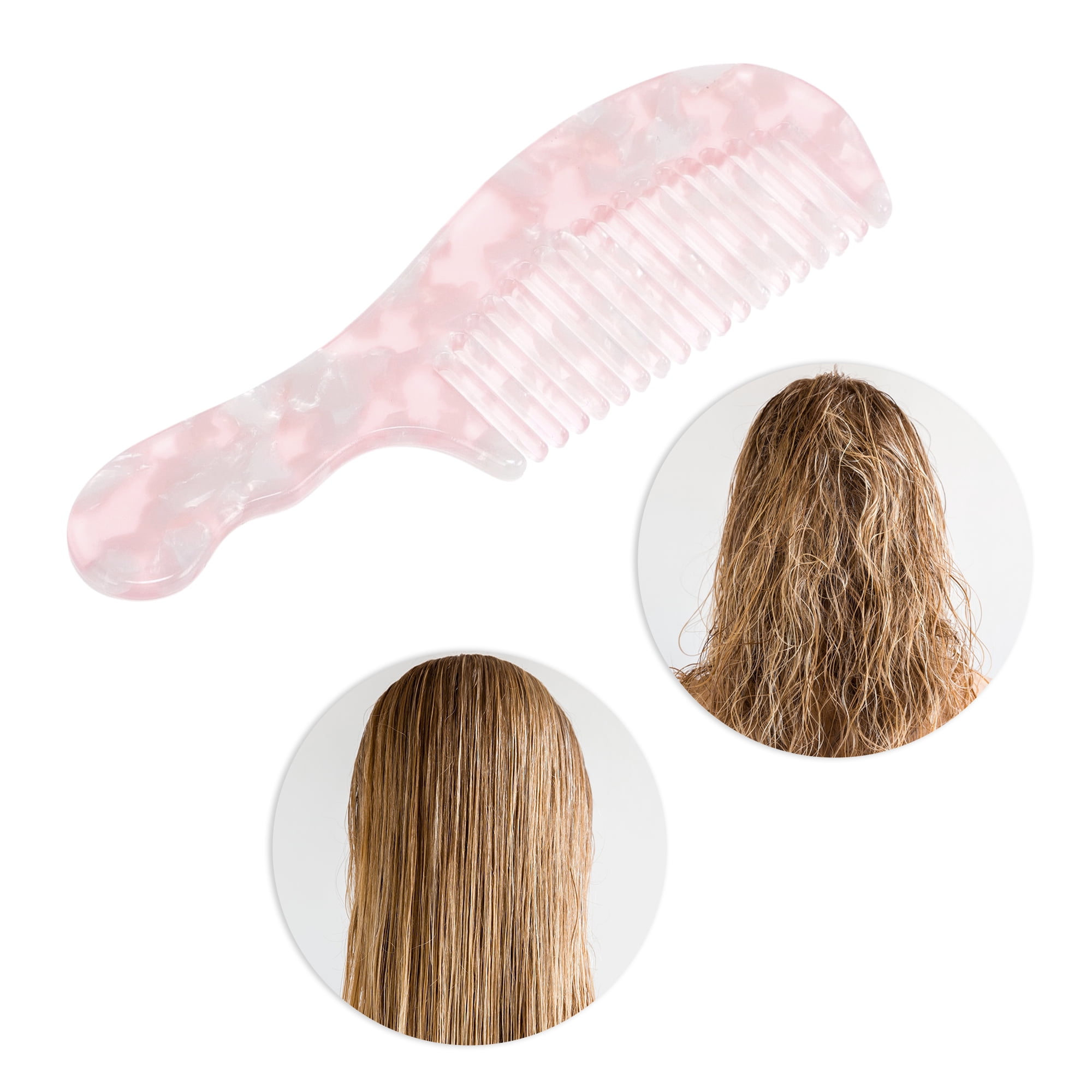 Unique Bargains Durable Marble Texture Large Tooth Comb 1 Pc Pink