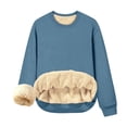 thumbnail image 1 of Qucoqpe - Camiseta de manga larga con cuello redondo para mujer, sudadera cálida de invierno con forro polar, blusa informal de color liso, blusa azul cielo 2XL, 1 of 8