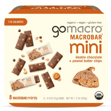 Go Macro Macor Mini Bars Double Chocolate & Peanut Butter Chips - 8 Bars