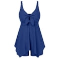 thumbnail image 5 of Women Tummy Control Tankini Swimsuit Flowy Two Piece Tie Front Ruffle Bathing Suits Vacation Swimwear Top with Bottom, S, 5 of 9