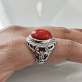 thumbnail image 2 of Coral Mans Ring, Natural Red Coral Ring, Unisex Ring, Silver Jewelry, 925 Silver Ring, Birthday Gift, Heavy Mens Ring, Arabic Design, Ottoman Style Ring, Christmas, Turkey Mens Signet Ring, 2 of 5