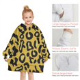 thumbnail image 6 of Yellow Leopard Pattern Blanket Hoodies for Kids 6-13YR Oversize Wearable Blanket Hoodies for Boys Girls Teens, 6 of 7