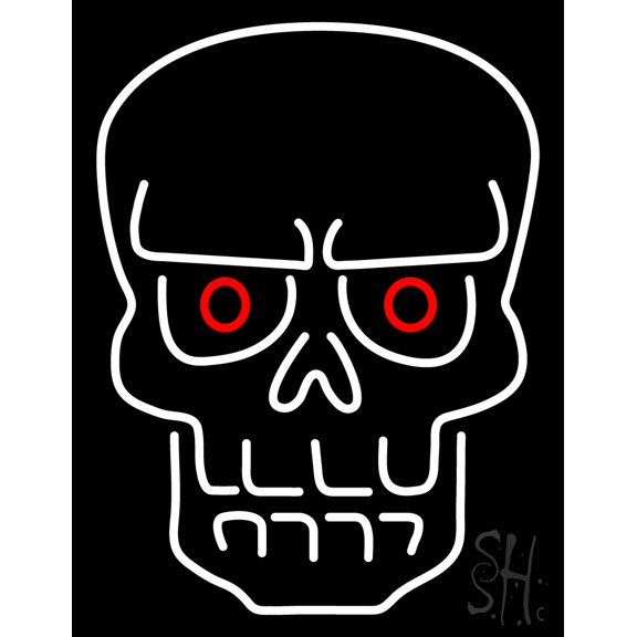 Evil Skull LED Neon Sign 19" Tall x 15" Wide - inches Black Square Cut Acrylic Backing, with Dimmer - Premium built indoor Sign for Storefront, Store interior, Workshop, Studio.