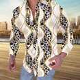 thumbnail image 2 of Camisa multicolor de manga larga delgada informal con estampado 3D de botones de solapa para hombre Pompotops  oipoqjl28262, 2 of 4