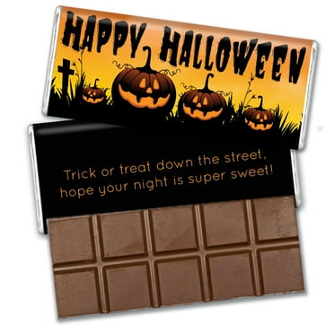 12 Pcs Halloween Candy Party Favors in Bulk Wrapped Belgian Chocolate Bars - Pumpkins