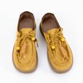 thumbnail image 5 of Shrysg Women's Vintage Faux Leather Beaded Lace Up Casual Shoes Soft Sole Round Toe Loafer Comfortable Slip On Walking Shoes for Daily Wear Yellow, 5 of 7
