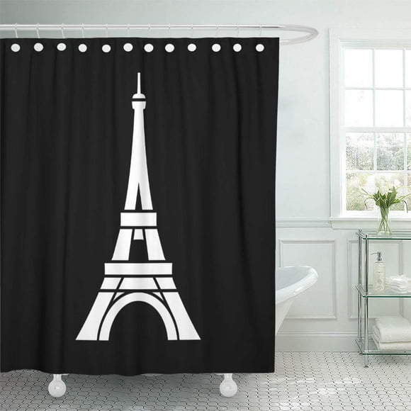 YUSDECOR Tour Eiffel Tower Pictogram Paris Champ Mars France Gustave Bathroom Decor Bath Shower Curtain 60x72 inch