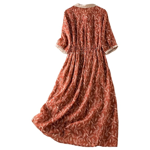 DHFJKG Bohemian Maxi Dresses For Women Summer Floral Shirt Dress Half Sleeve Button Down Loose Fit Flowy A-Line Sundress Beach Stylish Dresses