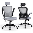 thumbnail image 1 of Ergonomic Lumbar Back Office Chair with Headrest and Flip-up Arms, High Back Task Chair Breathable Mesh Swivel Computer Chair, 320 lbs Weight Capacity, 1 of 10
