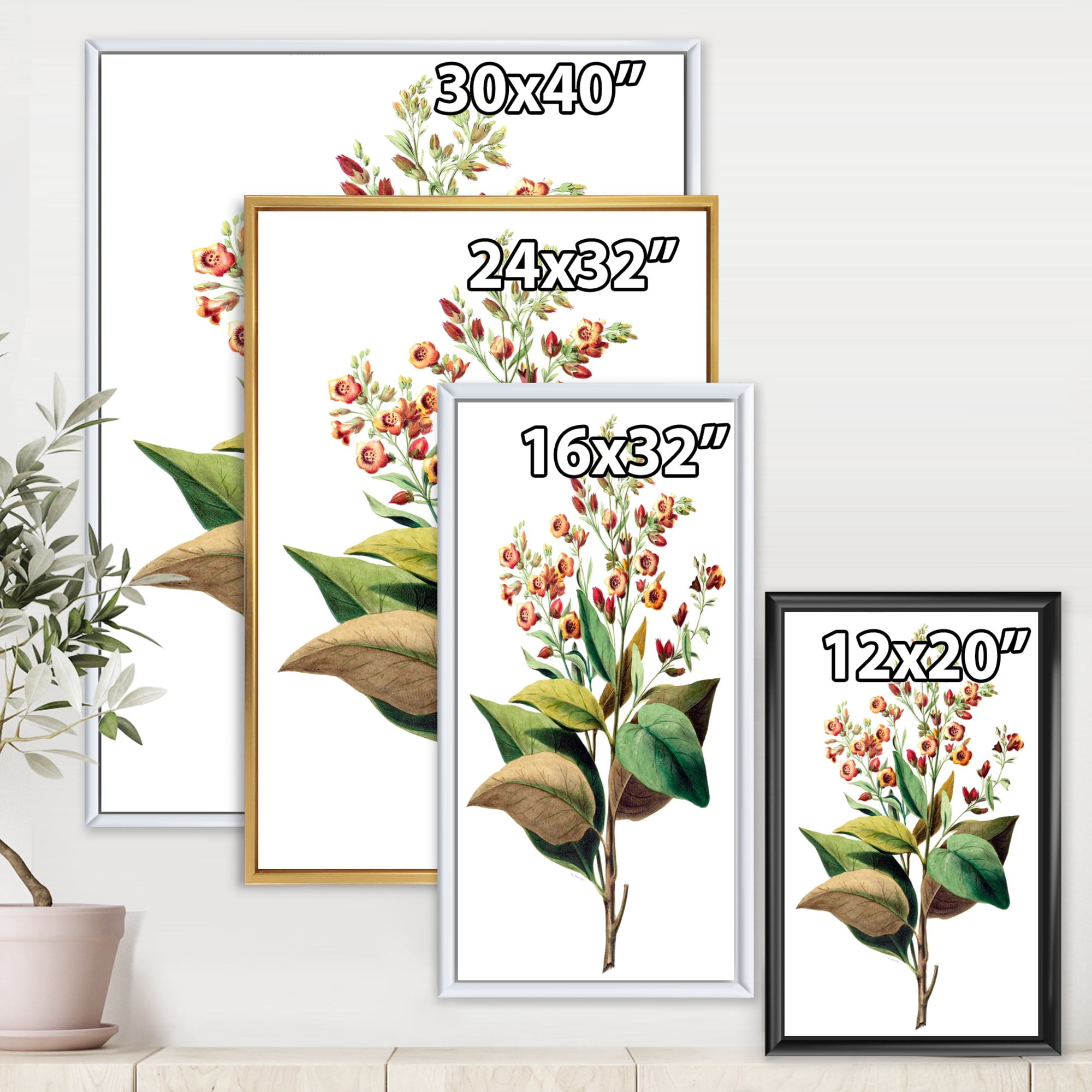 Designart 'American Vintage Flowers II' Traditional Framed Canvas Wall Art Print
