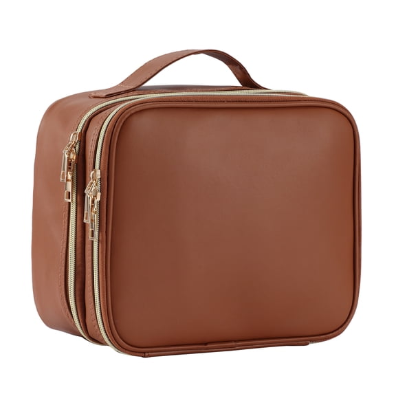 Double Layer Travel Makeup Bag Organizer Large Makeup Case with Dividers Cosmetic Train Case Toiletry Bags