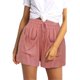 thumbnail image 1 of Pantalones cortos casuales para mujer, cintura elástica con cordón, 2 bolsillos delanteros grandes, pantalones cortos sueltos de verano con patrón liso, 1 of 6