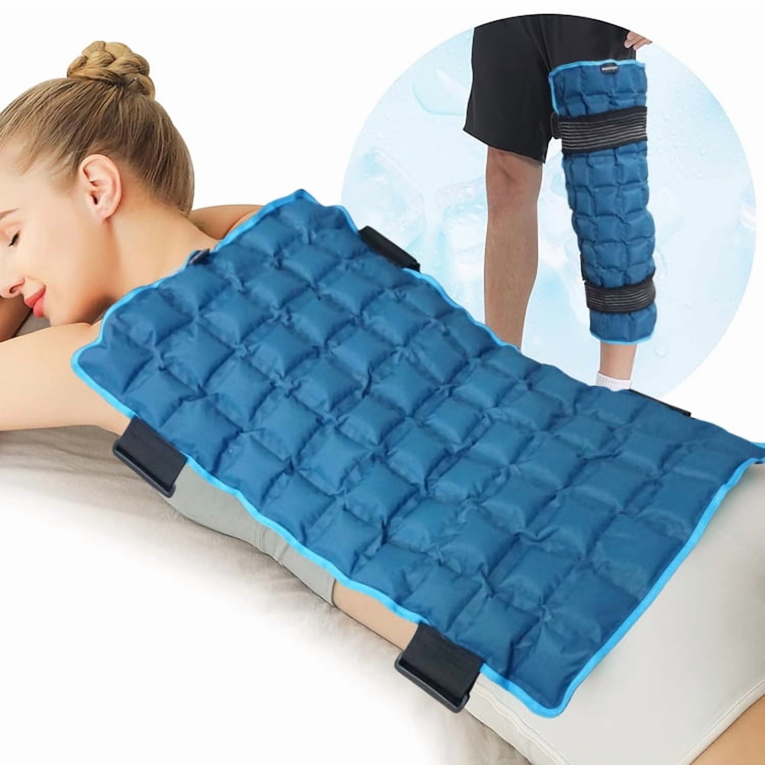 Large Ice Pack, Reusable Heat & Cold Compress Wrap for Full Back Relief, Leg Knee Ice Pack Wrap Ice Blanket for Muscle Pain, Tiredness – 2 Adjustable Straps Hydrating Resin Therapy Pad