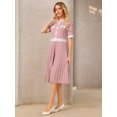 thumbnail image 3 of DARING DIVA Women's Short Sleeve Pleated Casual A-Line Midi Dress M Pink, 3 of 7
