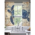 thumbnail image 3 of Sheer Curtains 63 Inches Long, Blue Sea Turtle Light Filtering Window Curtains for Living Room/Bedroom, Vintage Coastal Sheet Music Rod Pocket Voile Sheer Curtain Drapes, 52"W x 63"L, 2 Panels, 3 of 8