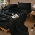 thumbnail image 2 of MooMee 100% Washed Cotton King Fitted Sheet Only Linen Like Textured Extra-Deep Pocket Breathable Soft 1-Piece(Black, 78"x80"), 2 of 7