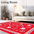 thumbnail image 2 of ODIKA 8'x10' Machine Washable Non-Slip Area Rug, Enchanting Kitten Sketch Collage with Interlocking Details High Traffic Rug with Pad, Red, 724399, 2 of 8