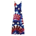 thumbnail image 5 of CFLVAEK July 4th Dresses for Women Plus Size Summer Spaghetti Straps Cami Maxi Dress Red White and Blue Tie Dye Print Patriotic Dress Loose Fit V Neck Sleeveless Sundress M, 5 of 5
